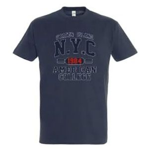 AMERICAN COLLEGE USA T-shirts met korte mouwen voor dames en heren, Marineblauw, M