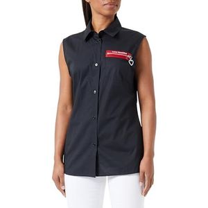 Love Moschino Dames Regular Fit Mouwloos Shirt, Zwart, 44, zwart, 44
