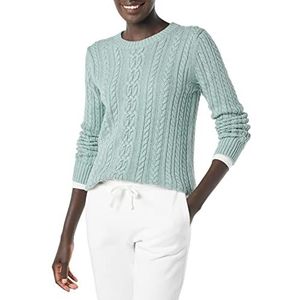 Amazon Essentials Dames Fisherman Cable Lange Mouw Crewneck Trui (Verkrijgbaar in Grote Maat), Salie Groen Heather, 5X