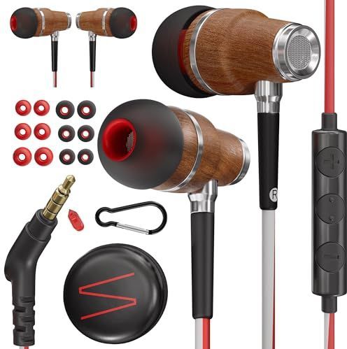 Symphonized - NRG 3.0 - In-Ear Koptelefoon - Rood & Grijs - Hout