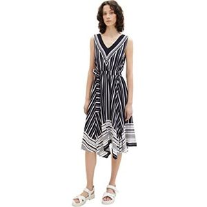 TOM TAILOR Dames 1038419 jurk, 27974-Navy White Vertical Stripe, 32, 27974 - Navy White verticale streep, 32