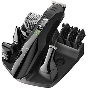 Remington PG6020 Alles-in-één trimmer voor baardtrimmer (4 opzetstukken, baard- en haarkam, neus en oor, detailtrimmer, mini-foliescheerapparaat, 3 kammen, roestvrijstalen messen, 40 minuten looptijd,