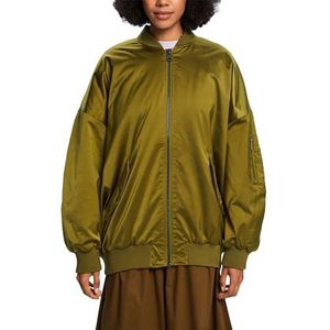 ESPRIT Bomberjack van satijn, olijfgroen, XS