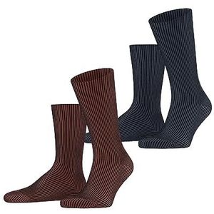 ESPRIT Heren Sokken Vertical Stripe 2-Pack M SO Katoen Gedessineerd Multipack 2 Paar, Veelkleurig (Sortiment 0020), 39-42