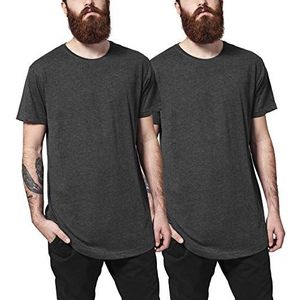 Urban Classics Heren Shaped Long Tee 2-pack T-shirt, Charcoal/Charcoal, XS