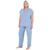 Ulla Popken - Pyjama - Lichtblauw - 2-delig - Lang/maxi