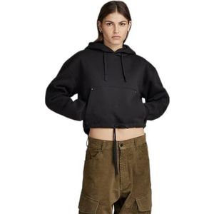 G-STAR RAW Dames Sleeve Gr Cropped HDD Loose Sw Wmn Hooded Sweatshirt, Zwart (Dk Black D23888-d425-6484), XXS