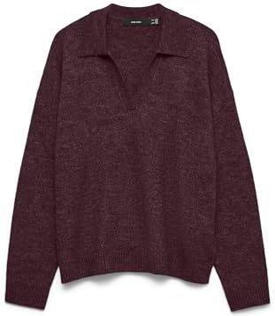 Vero Moda - LEFILE - Gebreide Pullover - Mêlee - Regular Fit - Overhemdkraag