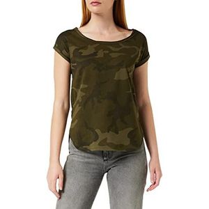 Urban Classics Dames Dames Camo Back Shaped Tee T-shirt, groen (olive camo), 5XL