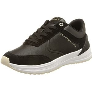 Tommy Hilfiger Dames Runner met hak Detail Sneaker, zwart, 7,5 UK, Zwart, 42 EU