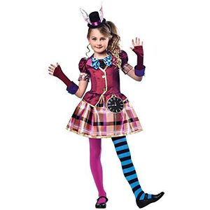 amscan 9902796 Childs Miss Mad Hatter Fancy Dress Kostuum Hoofddeksel en Handschoenen Boek Week Dag Kinderen Meisjes Alice Outfit (Leeftijd 7-8 jaar)