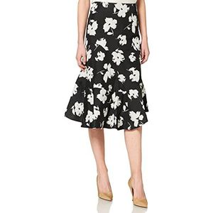 IPEKYOL Womens Asymmetrische hoogte floral-jacquardrok, zwart, 38