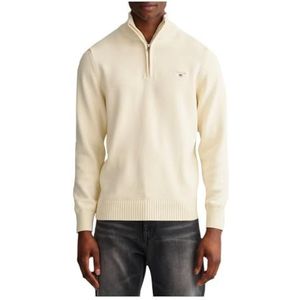 GANT Casual katoenen trui met halve rits voor heren, crème, XL