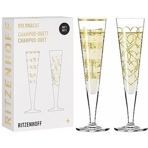 Ritzenhoff 6031006 champagneglas 200 ml - serie Goldnacht Duett Best of 2022-2 stuks met echt goud - Made in Germany