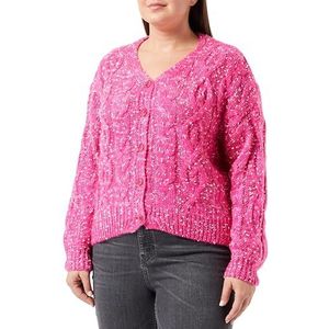 SIDONA Gebreid damesvest 19019558-SI01, roze-wit, XL/XXL, roze/wit, XL/XXL