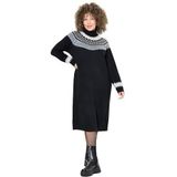 Ulla Popken - Gebreide Jurk - Grijs - Aardetinten - Zwart - Wit