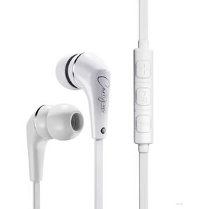 Carry-on EB50 Bedrade oortelefoon, in-ear hoofdtelefoon, knoopvrije kabel, microfoon, draagtasje en oordopjes, voor laptop, tablet, iPad, telefoon, gaming - Wit