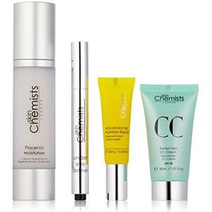 Skin Chemists Perfect Finish Touch Set - light: Perfect Skin CC Cream - lichte, vochtinbrengende crème met placenta, oogbeschermingsstift en Advanced Lip Nutrition Repair, 80 ml
