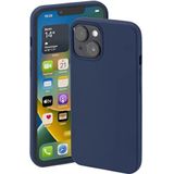 Hama Hoes voor Apple iPhone 14 Plus (telefoonhoes beschermt tegen stoten, krassen en vuil, beschermhoes maakt inductief opladen, zijdeachtig matte case van TPU met zachte binnenvoering) donkerblauw