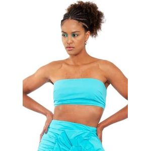 CHAOUICHE Caraco-gebreide top, turquoiseblauw, maat L voor dames, Turkoois Blauw, L