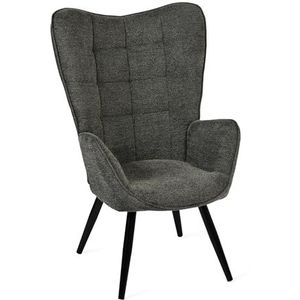 MEUBLE COSY Gestoffeerde fauteuil, woonkamerstoel met armleuningen, stoffen relaxstoel met hoge rugleuning, metalen poten voor slaapkamer, woonkamer, donkergrijs