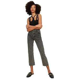 Trendyol Dames hoge taille S. jeans, Zwart, 64