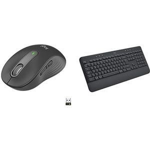Logitech Signature M650 Draadloze Muis – Voor kleine tot middelgrote handen, 2 jaar batterijduur, aanpasbare zijknoppen, Logitech Signature K650 Comfort Draadloos Toetsenbord, US INT'L QWERTY