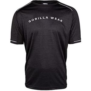 Gorilla Wear - Fremont T-shirt - zwart/wit - bodybuilding sport dagelijks vrije tijd met logo opdruk licht en comfortabel voor optimale beweging van polyester, M, zwart, M