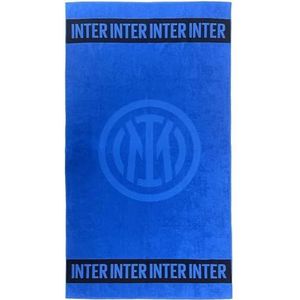 Inter Premium strandhanddoek, 180 x 100 cm, handdoek 100% katoen, logo Inter, Made in Italy, kleur blauw