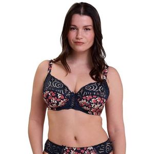 SANS COMPLEXE - Beugelbeha met beugel-Amelie print blauw, Bloemenprint Marine & Red, 75C