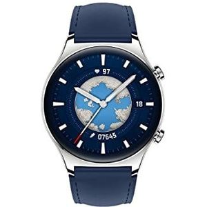 HONOR Watch GS3 Smartwatch, AMOLED-touchscreen, 3,6 cm (1,43 inch), fitnesshorloge met hartslag-, slaap- en zuurstofbewaking, blauwe leren versie