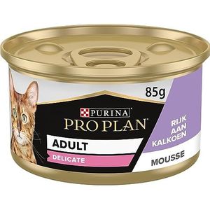 PRO PLAN® Delicate Mousse Rijk aan Kalkoen kattenvoer nat 85g (24 Blikjes; 2,04kg)