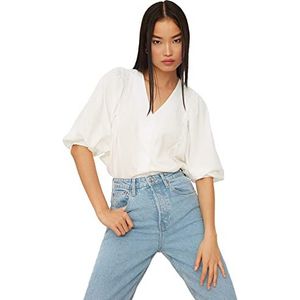 Trendyol - Geweven Overhemd - Wit - Normale Pasvorm - Vleermuismouwen