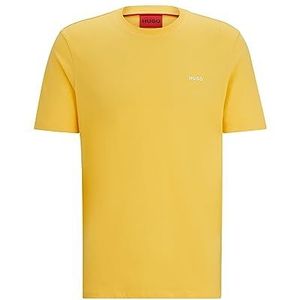 HUGO Heren Dero222 T-shirt van katoen-jersey met logo-print, Medium Yellow720, XS