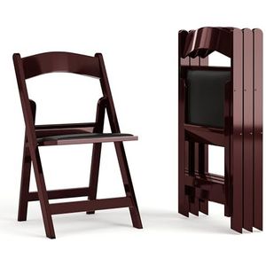 Flash Furniture Hercules Opvouwbare hars - 4 stuks 1000 lbs gewicht capaciteit evenementenstoel, vinyl, metaal, schuim, rood mahonie, set van 4