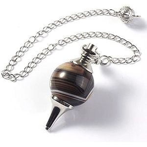 1PC Verzilverd Koffie Agaten Chakra Chain Dowsing Pendulum Hanger Reiki Chakra Healing Charms Necklace-Groene turkooises
