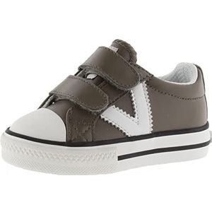 Victoria Tribu Leather Effect Low-Top Trainers & Logo In Contrast & Straps 1065162 for Kids TAUPE 30