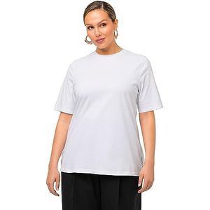 Ulla Popken Dames-T-shirt, klassiek, opstaande kraag, halflange mouwen, sneeuwwit, 42/44 Grote maten