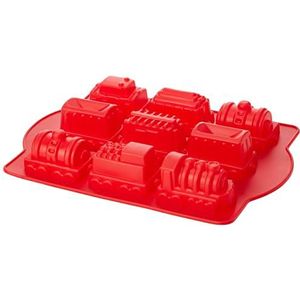 Premier Housewares siliconen bakvormen in de vorm van een spoorwegen, anti-aanbaklaag, rood