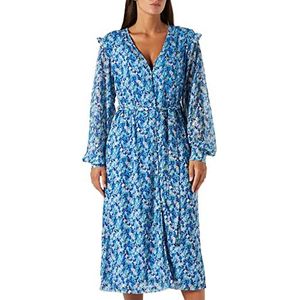 Liquorish Midi-jurk met bloemen- en folieprint voor dames in blauwe bruiloft, Blauw, 36