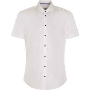 Seidensticker Zakelijk overhemd voor heren, slim fit, strijkvrij, kent-kraag, korte mouwen, 100% katoen, wit, 45