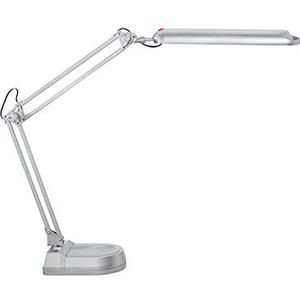 Maul MauLatlantic Led-tafellamp met standaard, 6500 K, metalen arm, tafellamp voor bureau, werkplaats, thuiskantoor, GS-keurmerk, flexibel draai- en kantelbaar, 860 lumen, zilver