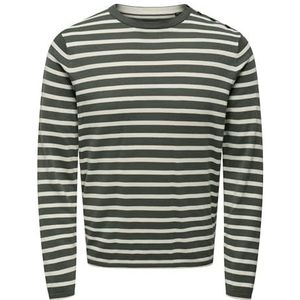 ONLY & SONS Gebreide trui voor heren, gestreept, Castor Gray, XL