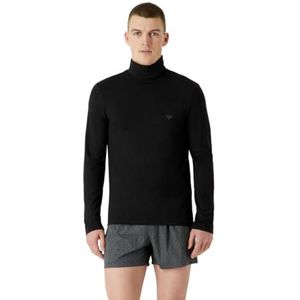 Emporio Armani Heren Mannen Mannen Turtle Warm Viscose T-Shirt, zwart, S