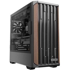 Okinos Genuine Walnut Wood PC Case, Support 360mm Radiator on Top, Pre-Installed 4 x 120mm PWM Fans ATX Case, Type-C Port, Magnetic Tempered Glass Side Panel, Black Computer Case, Cypress 7