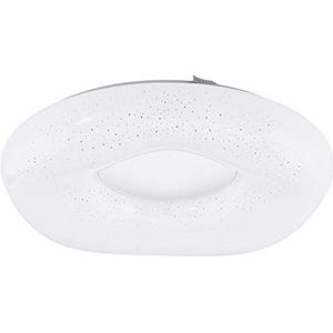 EGLO Zamudilo Led-plafondlamp, 1 lamp met kristaleffect, van staal, kunststof, wit, nikkel-mat, met afstandsbediening, kleurtemperatuurverandering (wa