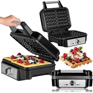 Zeegma - Gofree Chef - Wafelijzer - Voor 2 Wafels - 1200W - Antiaanbaklaag - Traploze Temperatuurregeling