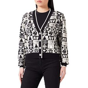 faina - Damesvest - Zwart - Gebreid - V-hals met Knoopsluiting