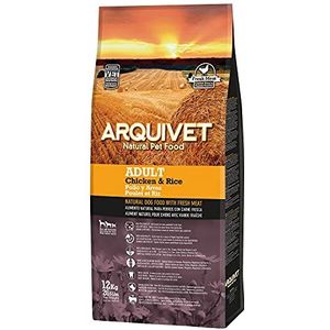 ARQUIVET Premium kip en rijstvoer, 12 kg, natuurlijk voer voor volwassen honden van alle rassen, droogvoer voor honden, hoge verteerbaarheid, maag-darm