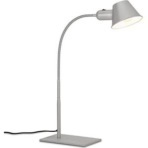 BRILONER - Tafellamp flexibel, tafellamp verstelbaar, bureaulamp tuimelschakelaar, 1x E27 fitting max. 10 watt, incl. snoer, chroom mat, 65 cm